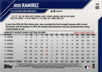 2020 Topps Utz #60 Jose Ramirez Back