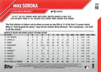 2020 Topps Utz #90 Mike Soroka Back