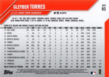 2020 Topps Utz #93 Gleyber Torres Back