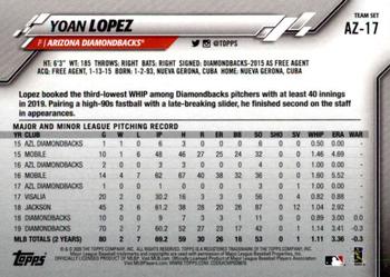 2020 Topps Arizona Diamondbacks #AZ-17 Yoan Lopez Back