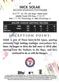 2020 Topps Inception - Green #67 Nick Solak Back