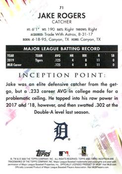 2020 Topps Inception - Green #71 Jake Rogers Back