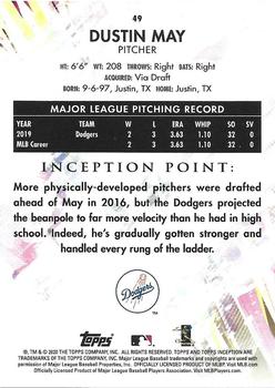 2020 Topps Inception - Purple #49 Dustin May Back