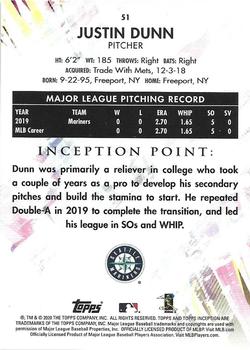 2020 Topps Inception - Purple #51 Justin Dunn Back