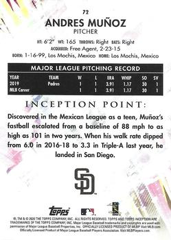 2020 Topps Inception - Purple #72 Andres Muñoz Back