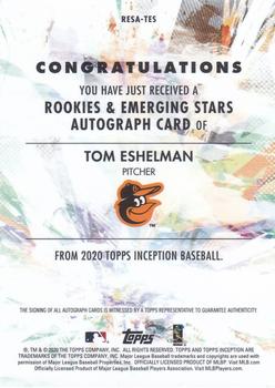 2020 Topps Inception - Rookies & Emerging Stars Autographs #RESA-TES Tom Eshelman Back