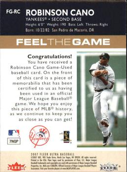 2007 Ultra - Feel the Game Materials #FG-RC Robinson Cano Back