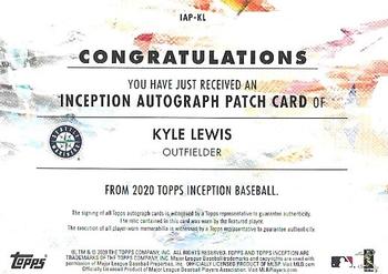 2020 Topps Inception - Inception Autograph Patch #IAP-KL Kyle Lewis Back