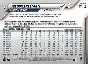 2020 Topps Atlanta Braves #ATL-3 Freddie Freeman Back