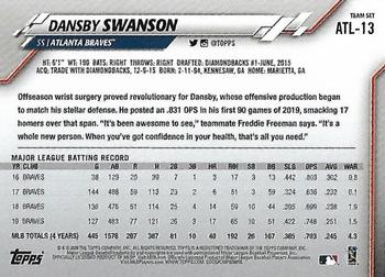 2020 Topps Atlanta Braves #ATL-13 Dansby Swanson Back