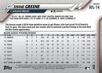 2020 Topps Atlanta Braves #ATL-14 Shane Greene Back