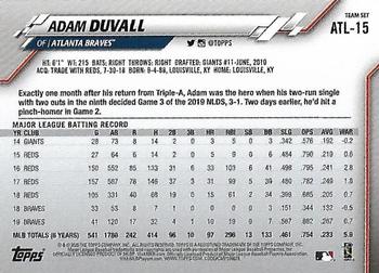 2020 Topps Atlanta Braves #ATL-15 Adam Duvall Back