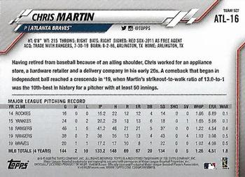 2020 Topps Atlanta Braves #ATL-16 Chris Martin Back