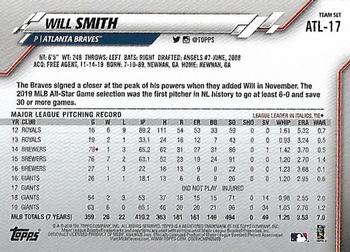 2020 Topps Atlanta Braves #ATL-17 Will Smith Back