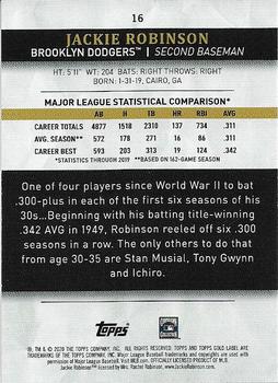 2020 Topps Gold Label #16 Jackie Robinson Back