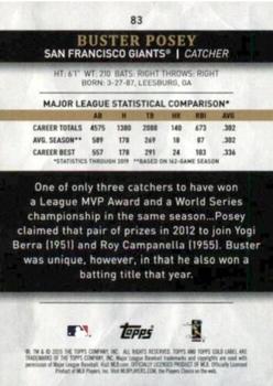 2020 Topps Gold Label #83 Buster Posey Back