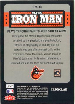 2007 Ultra - Ultra Iron Man #UIM-16 Cal Ripken Jr. Back