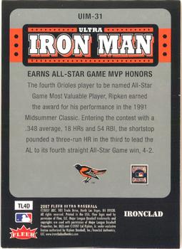 2007 Ultra - Ultra Iron Man #UIM-31 Cal Ripken Jr. Back