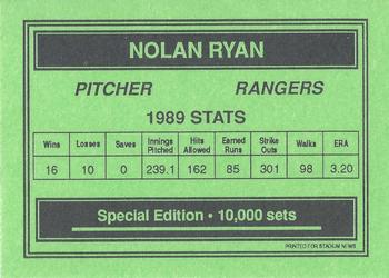 1990 Stadium News Special Edition (unlicensed) #NNO Nolan Ryan Back