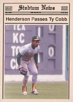 1990 Stadium News Special Edition (unlicensed) #NNO Rickey Henderson Front