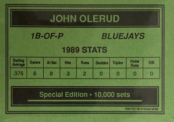 1990 Stadium News Special Edition (unlicensed) #NNO John Olerud Back