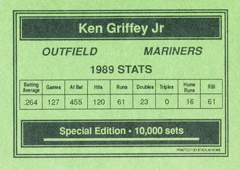 1990 Stadium News Special Edition (unlicensed) #NNO Ken Griffey Jr. Back