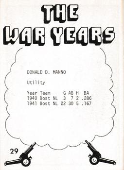 1977 TCMA The War Years - Black Border #29 Donald Manno Back