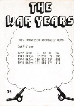 1977 TCMA The War Years - Black Border #35 Luis Olmo Back