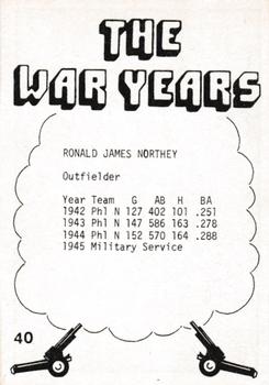 1977 TCMA The War Years - Black Border #40 Ron Northey Back