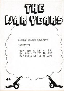 1977 TCMA The War Years - Black Border #44 Alfred Anderson Back