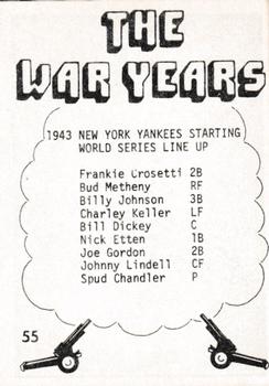 1977 TCMA The War Years - Black Border #55 1943 New York Yankees (Starting World Series Lineup) Back