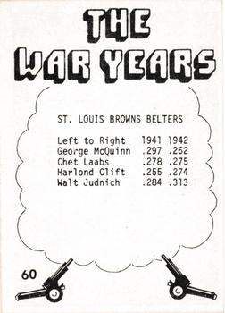 1977 TCMA The War Years - Black Border #60 St. Louis Browns Belters (George McQuinn / Harlond Clift / Walt Judnich / Chet Laabs) Back