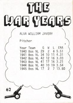 1977 TCMA The War Years - Black Border #62 Alva Javery Back