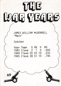 1977 TCMA The War Years - Black Border #69 Jim McDonnell Back