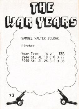 1977 TCMA The War Years - Black Border #73 Samuel Zoldak Back