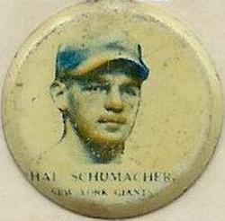 1938 Our National Game Pins (PM8) #NNO Hal Schumacher Front