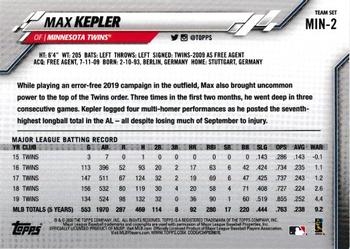 2020 Topps Minnesota Twins #MIN-2 Max Kepler Back