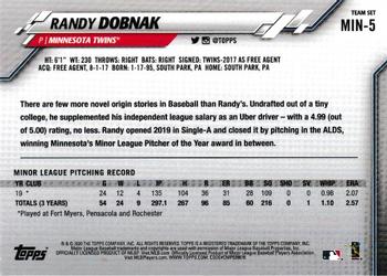 2020 Topps Minnesota Twins #MIN-5 Randy Dobnak Back