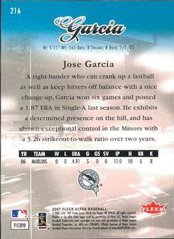 2007 Ultra - Retail #216 Jose Garcia Back