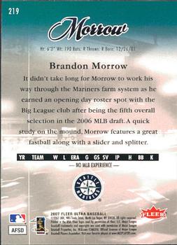 2007 Ultra - Retail #219 Brandon Morrow Back