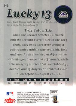2007 Ultra - Retail #242 Troy Tulowitzki Back