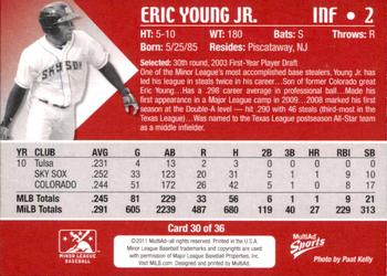 2011 MultiAd Colorado Springs Sky Sox #30 Eric Young Jr. Back