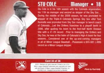2011 MultiAd Colorado Springs Sky Sox #34 Stu Cole Back