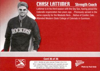 2011 MultiAd Colorado Springs Sky Sox #36 Chase Lattimer Back