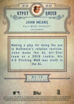 2020 Topps Gypsy Queen - Silver #14 John Means Back