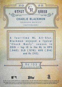 2020 Topps Gypsy Queen - Green #103 Charlie Blackmon Back