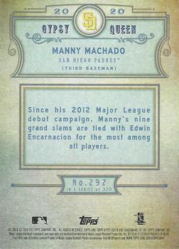 2020 Topps Gypsy Queen - Green #292 Manny Machado Back