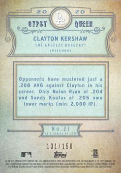 2020 Topps Gypsy Queen - Blue #21 Clayton Kershaw Back