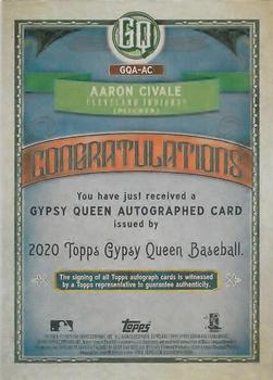 2020 Topps Gypsy Queen - Autographs #GQA-AC Aaron Civale Back