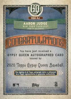 2020 Topps Gypsy Queen - Autographs #GQA-AJ Aaron Judge Back